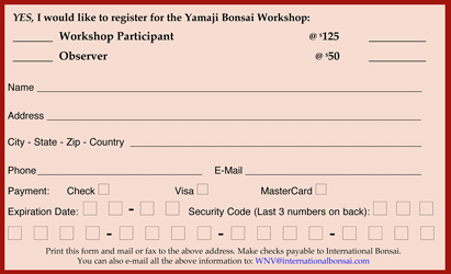 Yamahi Workshop Registration Form